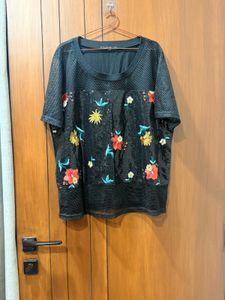 sequence Floral Embellished T-Shirt