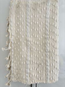 Cream Textured Sofa Throw