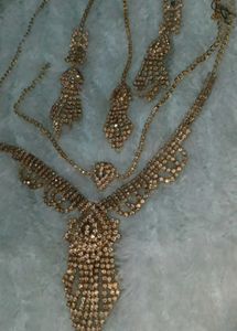 Gold Tone Rhinestone Necklace: 2, with bracelet