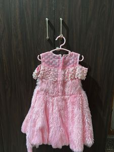 Adorable Pink Faux Fur Dress