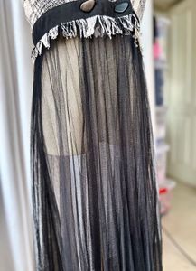 Sheer Black Tulle Plaid Dress