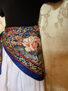 vintage Designer Floral Print Scarf