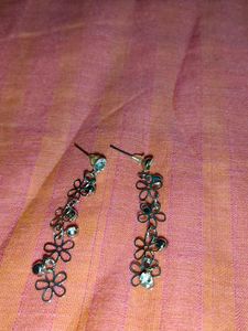 Dangle Flower Earrings with Crystals