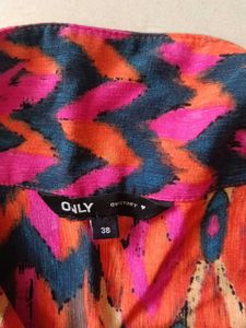 Brand "ONLY" Retro Abstract Print Button-Up Shirt