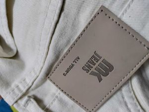 Cream Wide Leg Jeans