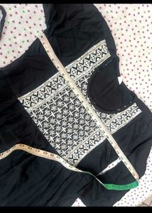Elegant Black Kurta Set with Embellished Neckline