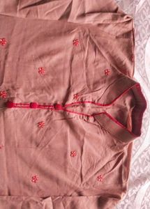 Embroided Women Brown Kurta