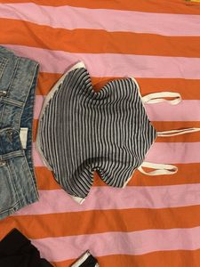Striped Knit Halter Neck Top