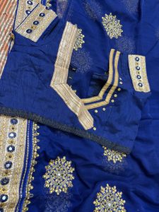 Royal Blue Saree with Embellished Blouse