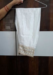 Pakistani White Kurta Set Gold embroidery