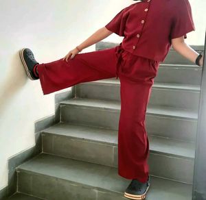 Chic Maroon Pure Cotton Co-ord Set for Kids