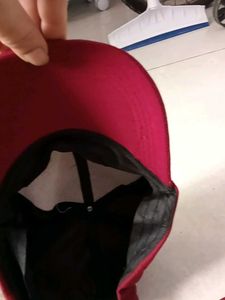 Red Baseball Cap with Unique Clip Detail