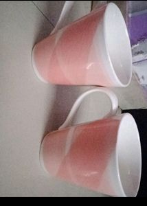 A PAIR OF MUGS WITH MOSAIC COLOUR EFFECT