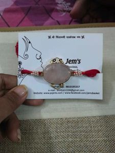 Rose Quartz Crystal Rakhi For Rakshabandhan