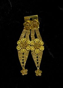 Stunning Gold Flower Dangle Earrings