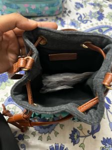 Chumbak Grey Felt Drawstring Bag