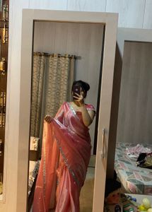 Elegant Pink Organza Saree