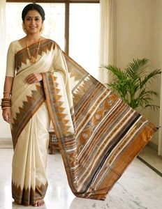 Elegant Cream Saree with blouse