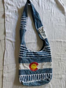 Unique Colorado Flag Denim Hobo Bag