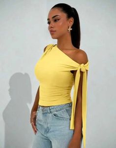Stylish One-Shoulder Yellow Top