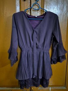 Elegant Purple Lace Ethnic Top