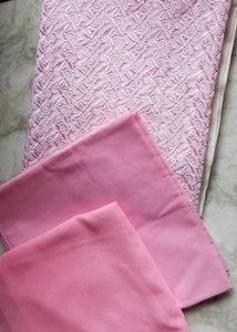 Unstitched heavy Chikankari Pink full suit set