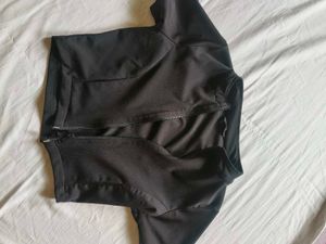 Black zip up Turtle neck Crop Top