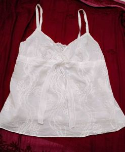 Chic White Eyelet Cami Top