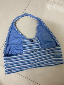 Striped Halter Neck Crop Top