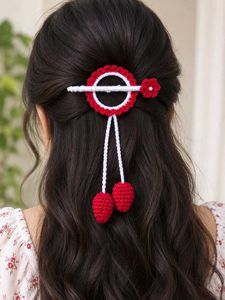 Handmade Crochet Hair Accessory | Red & White Eleg