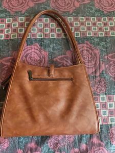 Chic Brown Faux Leather Shoulder Bag