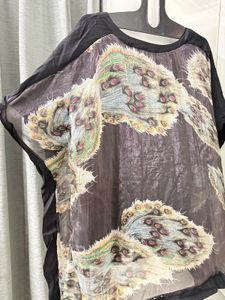 Peacock Feather Print Silk Blouse