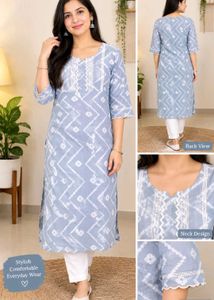 Stylish Light Blue Bandhani Kurta