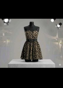 Leopard Print Mini Dress with Tulle Hem