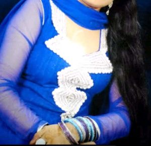 Blue Colour Dress White Sequence Work