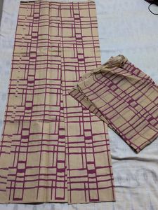 Beige & Purple Dress Material