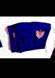 Elegant Royal Blue Embroidered Saree