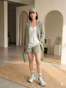 Chic Linen Blend Blazer & Shorts Set