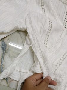 White Embroidered Cotton Blouse