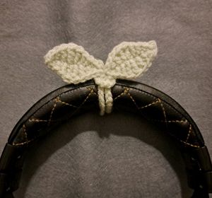 Crochet Sprout headphones, bookmark, cable