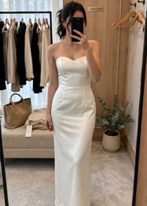 Elegant Strapless White Maxi Dress