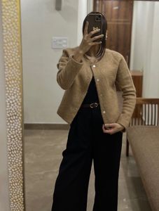 TAN BROWN WOOL SHORT BLAZER