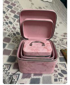 Pink Marble Vanity Cases Set
