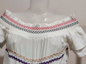 White Smocked Off-Shoulder top