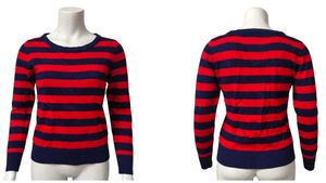 Red and Navy Striped Sweater