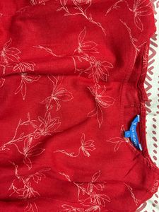 Red Floral Print Midi Dress