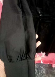 Black Lace-Up Shirt Dress