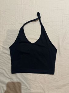 H&amp;M Black Halter Neck Crop Top (S)