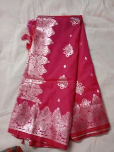 Elegant Pink Banarasi Silk Saree