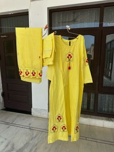 Vibrant Yellow Embroidered Kurta Set